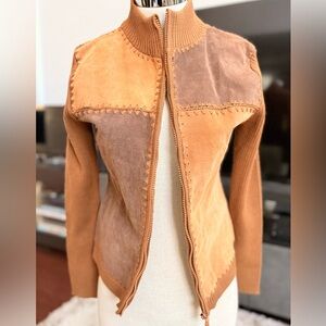 Vintage Mixed Knit Suede Jacket Sz S